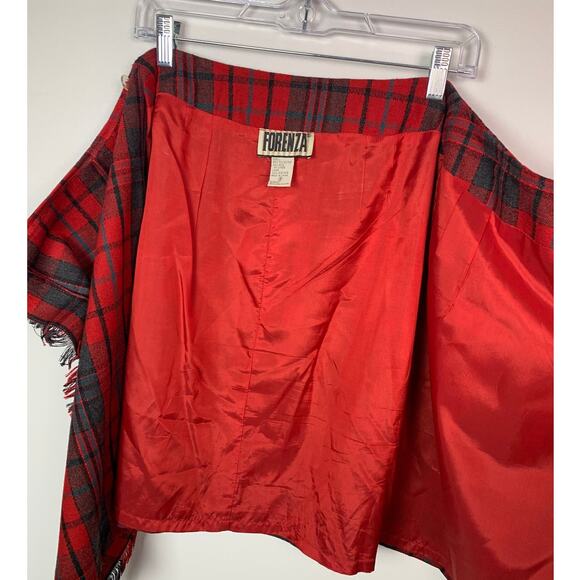 Vintage Forenza Red Blue Tartan Plaid Wrap Wool Skirt, Size 8 - Picture 5 of 7